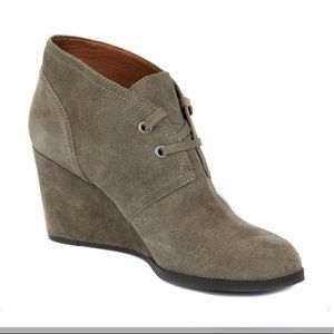 Lucky Brand Seleste Lace-Up Wedge Boots Gray